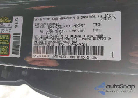 2025 Toyota Tacoma Sr from USA, damaged, VIN 3TYLD5KN6ST018109